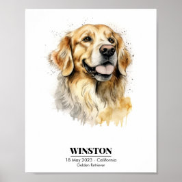 Personalisiert Golden Retriever Wasserfarbe Poster