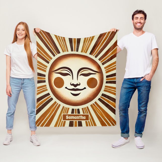 Personalisiert Golden Vintag Boho Sun Geschenk Fleecedecke (Beispiel)