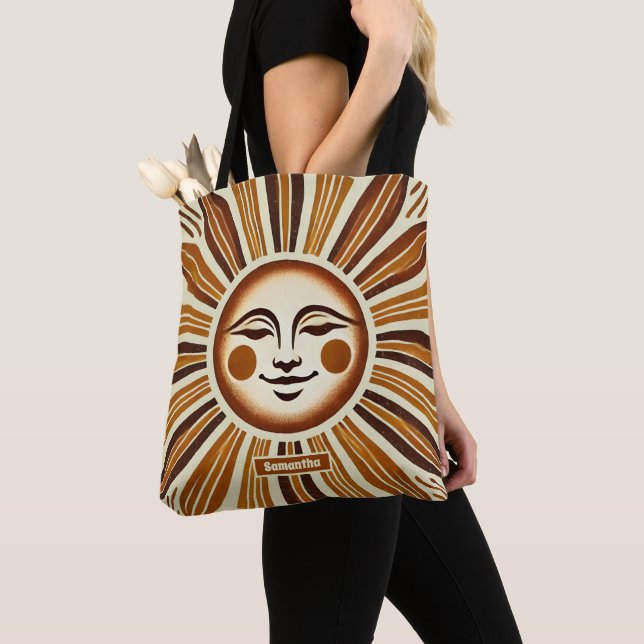 Personalisiert Golden Vintag Boho Sun Geschenk Tasche (Von Nahem)
