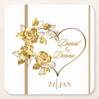 Personalisiert Golden Wedding Napkins Rechteckiger Pappuntersetzer
