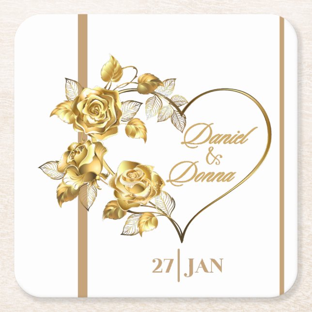 Personalisiert Golden Wedding Napkins Rechteckiger Pappuntersetzer (Vorderseite)
