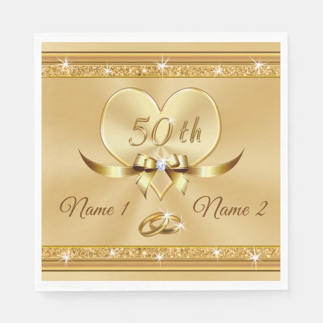 Personalisiert Golden Wedding Neapel Serviette (Vorderseite)