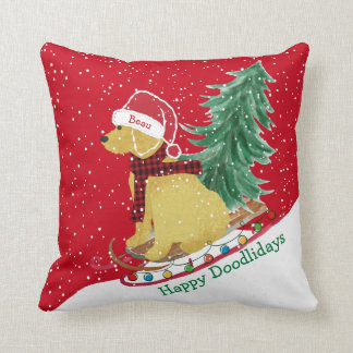 Personalisiert Goldendoodle Weihnachtsschnee Schli Kissen