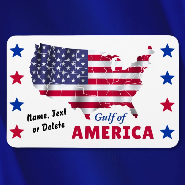 Personalisiert, GOLF VON AMERIKA, Patriotisches Ma Magnet (Gulf of America, Magnets. Personalized, Patriotic Refrigerator Magnets. United States Shaped Flag.)