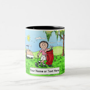 Personalisiert Golfer - Cartoon Zweifarbige Tasse