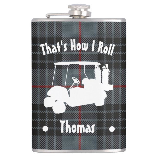 Personalisiert Golfers Vinyl-Wrapped Flask Flachmann (Vorderseite)