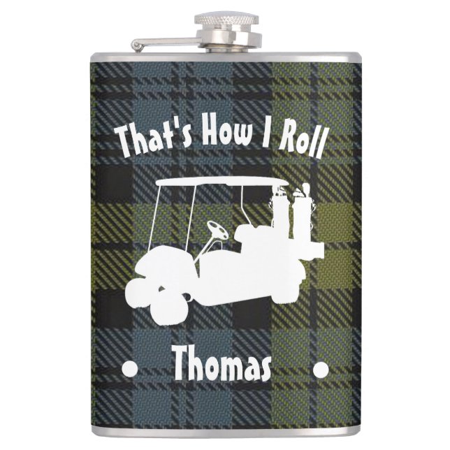 Personalisiert Golfers Vinyl-Wrapped Flask Flachmann (Vorderseite)