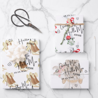 Personalisiert Goodbye Miss Hallo Mrs. Brautparty Geschenkpapier Set