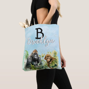 Personalisiert Gorilla Chimpanze Jungle Monogram Tasche