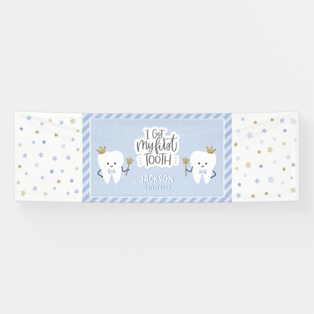Personalisiert got ich mein First Tooth-Banner Banner (Horizontal)