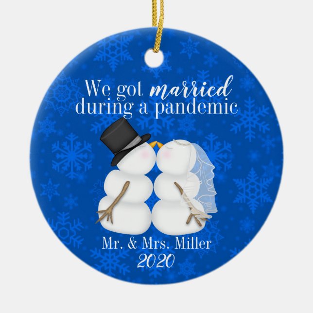 Personalisiert Got wir Verheiratet während einer P Keramik Ornament (Vorne)