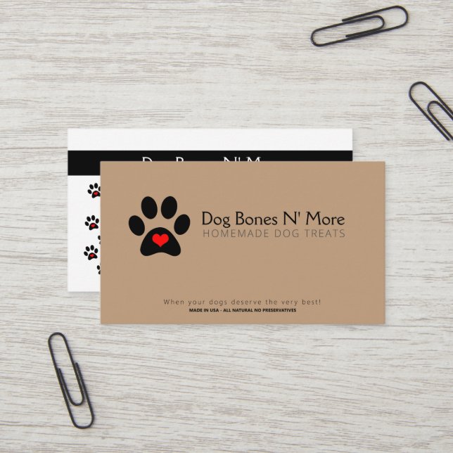 Personalisiert Gourmet Hund Leckereien Bäckerei Visitenkarte (Vorderseite/Rückseite Beispiel)