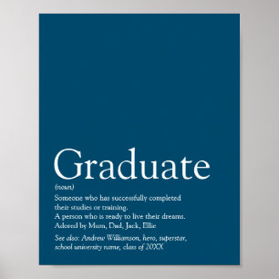 Personalisiert Graduate Definition Moderner Blauer Poster