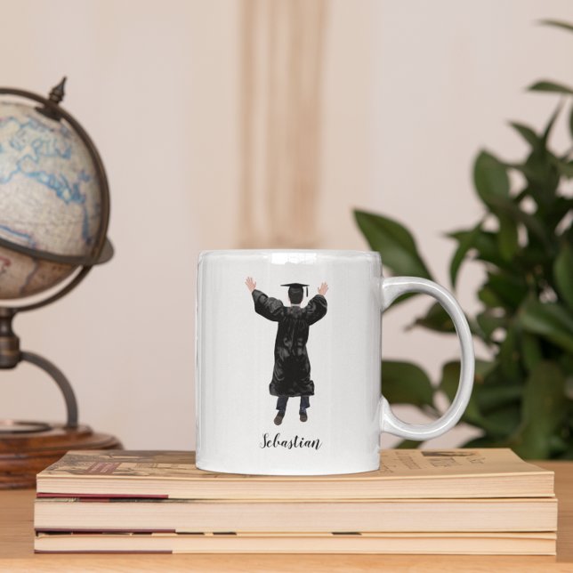 Personalisiert Graduate Watercolor Boy Kaffeetasse (Personalized Graduate Watercolor Boy Coffee Mug)