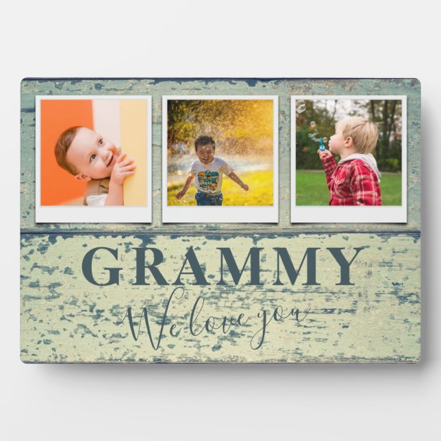Personalisiert Grammy Grandchildren 3 FotoCollage  Fotoplatte (Vorderseite)
