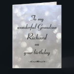 Personalisiert Grandson Birthday Karte<br><div class="desc">Stilvolle personalisierte Geburtstagskarte für Grandson</div>