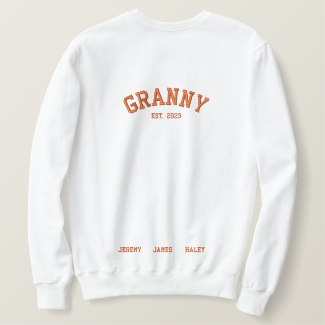 Personalisiert Granny est. Besticktes Sweatshirt (Design Rückseite)