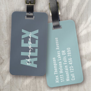 Personalisiert-Grau-Monogramm Gepäckanhänger