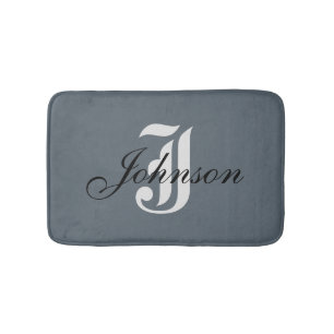 Personalisiert-Grau-Weiß-Monogramm Badematte