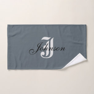 Personalisiert-Grau-Weiß-Monogramm Handtuch