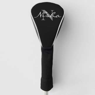 Personalisiert-Graue Monogramm-Bezeichnung Schwarz Golf Headcover