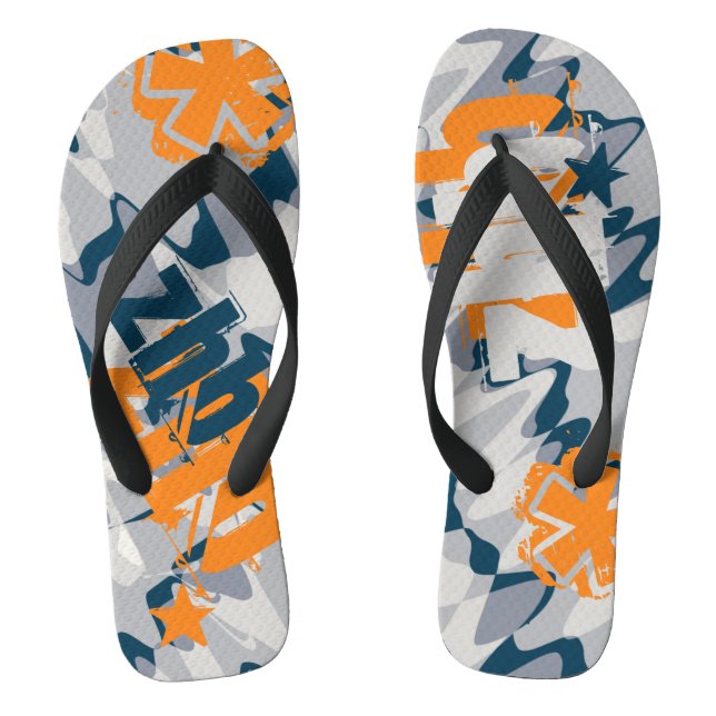 Personalisiert-Grauschock-Wave-Camouflage Flip Flops (Fußbett)