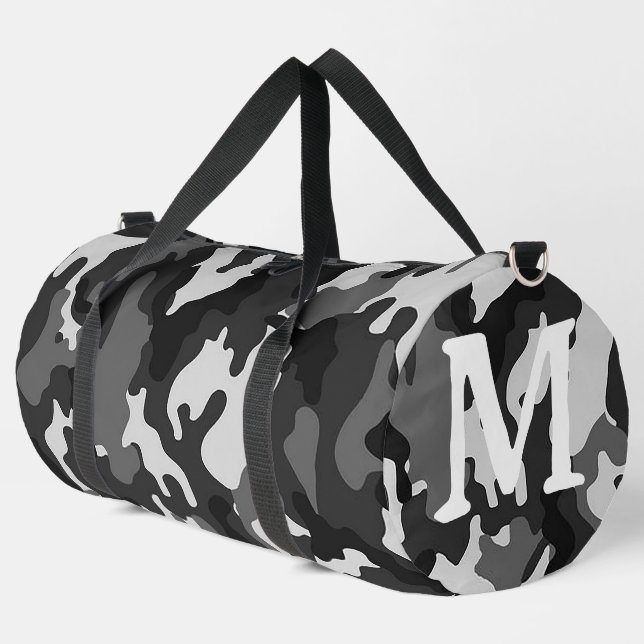 Personalisiert Gray Camouflage Duffle Bag (Linke Ecke)