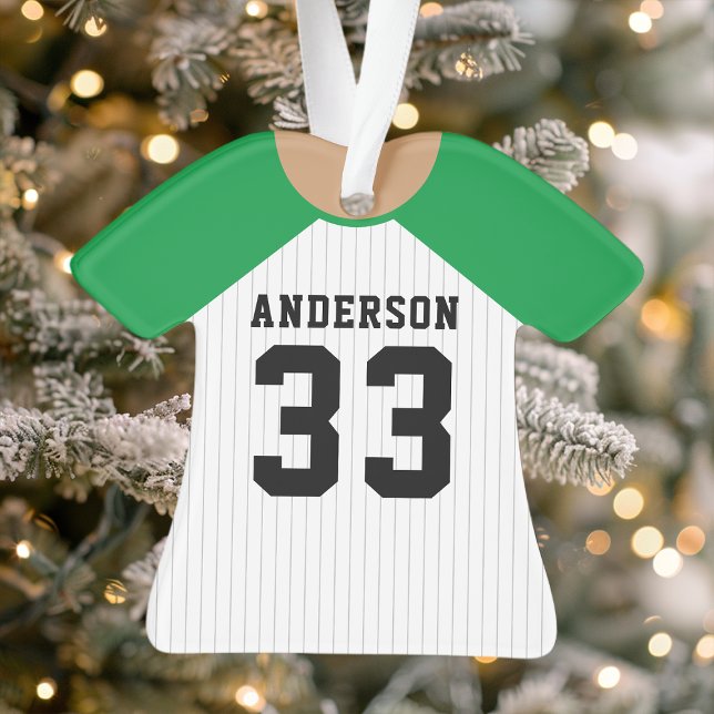 Personalisiert Green Baseball Jersey Ornament (Von Creator hochgeladen)