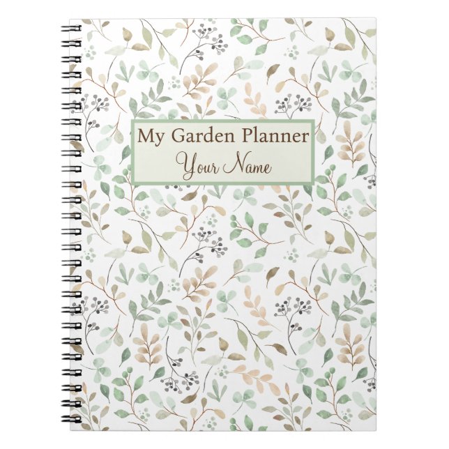 Personalisiert Green & Brown Blumengarten Planer Notizblock (Vorderseite)