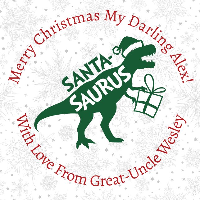 Personalisiert Green Christmas Santa-Saurus Dinosa Geschenkpapier (Von Creator hochgeladen)