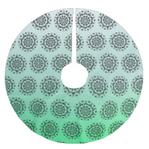 Personalisiert Green Fade Mandala Weihnachtsrock Polyester Weihnachtsbaumdecke