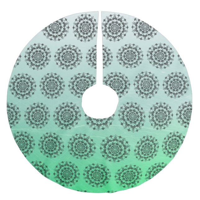 Personalisiert Green Fade Mandala Weihnachtsrock Polyester Weihnachtsbaumdecke (Vorderseite)