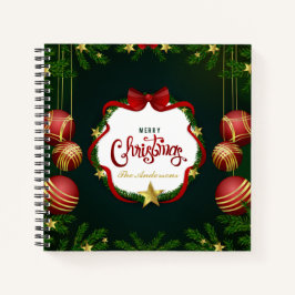 Personalisiert Green Frohe Weihnachten | Gästebuch Notizbuch