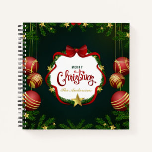 Personalisiert Green Frohe Weihnachten   Gästebuch Notizbuch