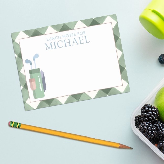 Personalisiert Green Gingham Golf Kids Lunch Box Post-it Klebezettel (Von Creator hochgeladen)