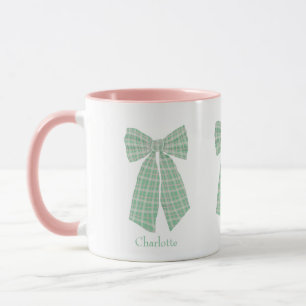 Personalisiert Green Gingham Romantischer Coquette Tasse