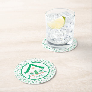 Personalisiert Green House Oh Baby Dusche Runder Pappuntersetzer