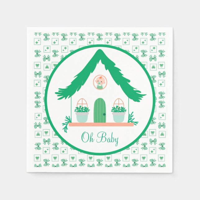 Personalisiert Green House Oh Baby Dusche Serviette (Vorderseite)