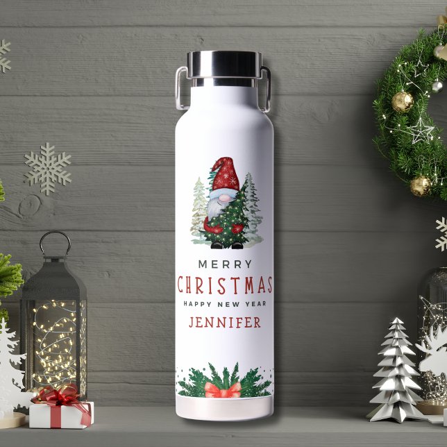 Personalisiert Green Modern Frohe Weihnachten Trinkflasche (Von Creator hochgeladen)