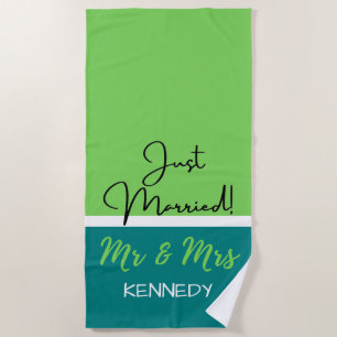 Personalisiert Green Mr. und Mrs. Just Married Strandtuch