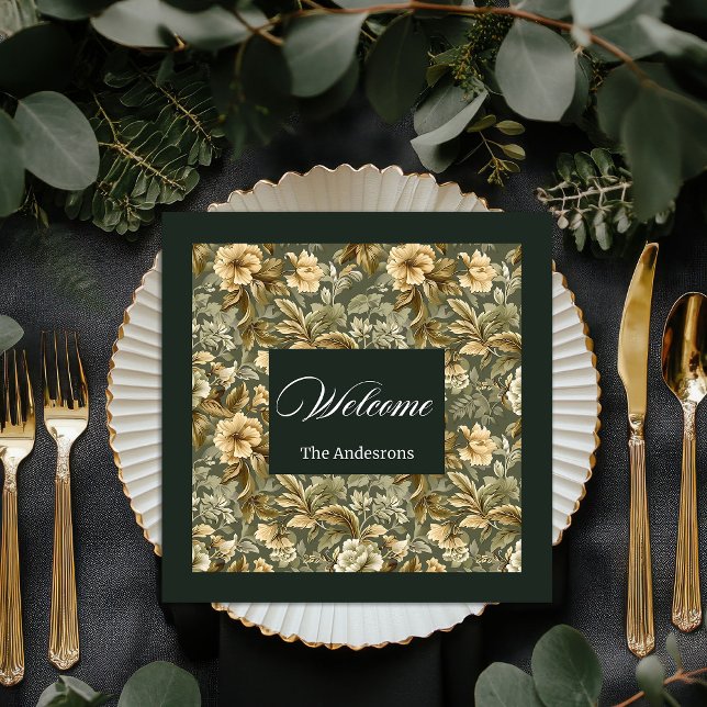 Personalisiert Green Napkins Elegante Touch Serviette (Personalized Green Napkins Elegant Floral Touch)