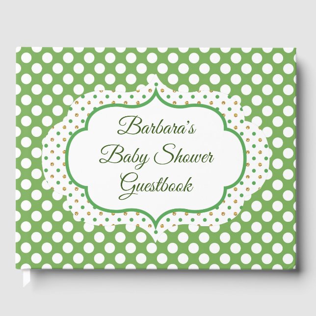 Personalisiert Green Polka Dot Gästebuch (Vorderseite)