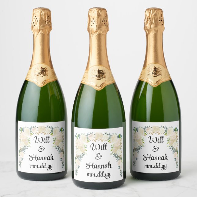 Personalisiert Greenery Wedding Reception Champagn (Flaschen)