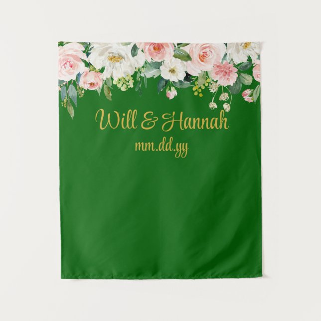Personalisiert Greenery Wedding Reception Foto Pro Wandteppich (Vorderseite)
