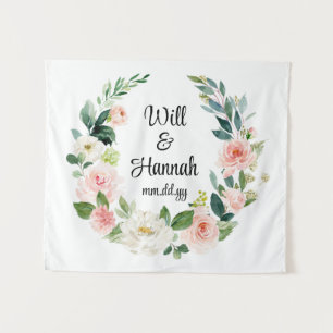 Personalisiert Greenery Wedding Reception Fotoshop Wandteppich