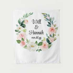 Personalisiert Greenery Wedding Reception Fotoshop Wandteppich