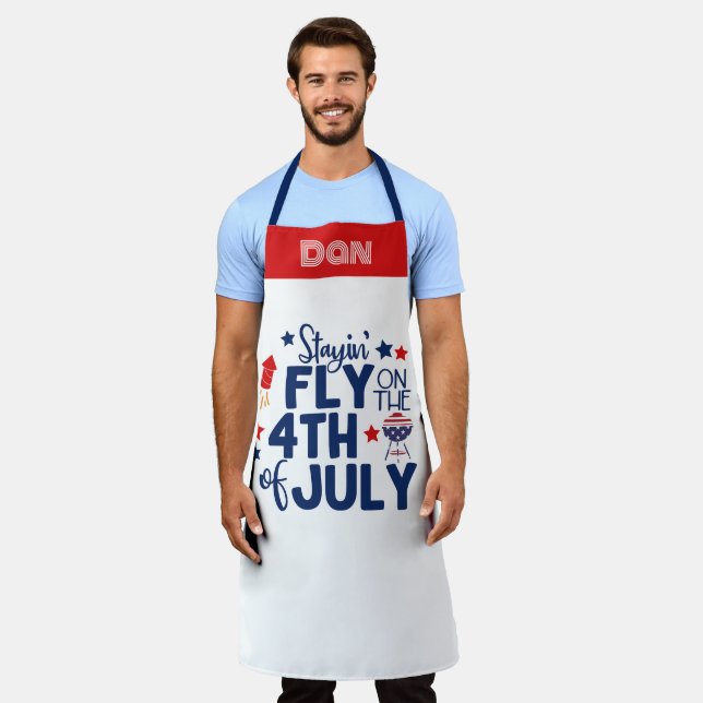 Personalisiert Grill GRILLEN Koch 4. Juli Patrioti Schürze (Getragen)