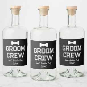 Personalisiert Groom Crew Bachelor Party Black Sta Alkoholflaschenetikett