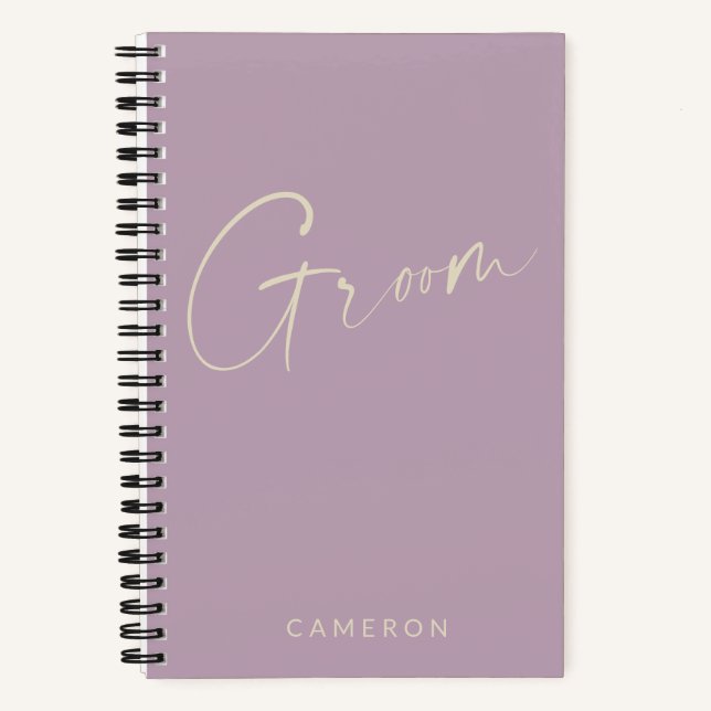 Personalisiert Groom Lilac Lila Minimalistische Ho Notizbuch (Vorderseite)