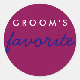 Personalisiert Groom's Lieblings Magenta Navy Blau Runder Aufkleber
